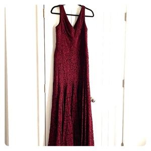 Burgundy lace formal dress